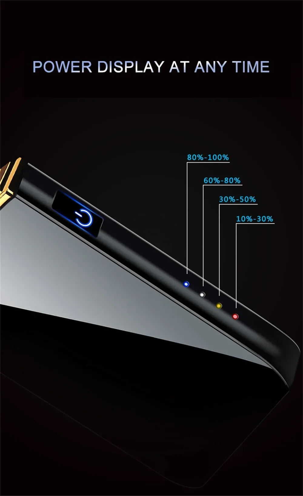 Hot Electric Windproof Metal Lighter Double Arc Plasma Flameless Rechargeable USB Lighter LED Power Display Touch Sensor Lighter