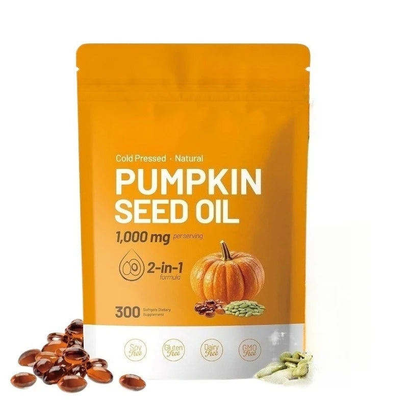 Pumpkin Seed Oil Softgels Cold Pressed 1000mg For Hair Skin Daily Nutrition & Men Wellness Support Formula Adult 300 Count