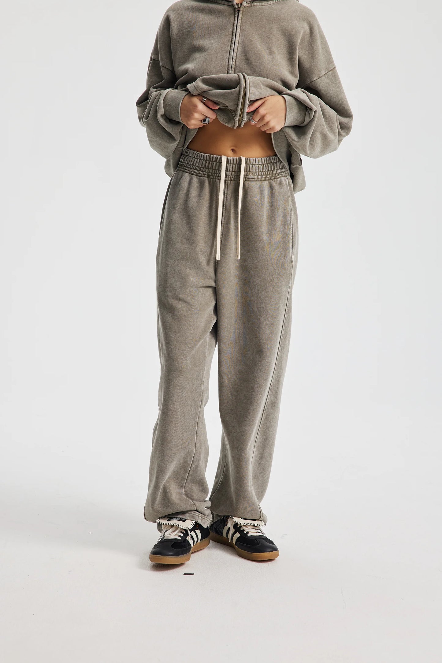 Retro Wax Printing Acid Washed Sweat Pants Distressed Personalized 100% Cotton Mens Sweatpants Athletic Drawstring Jogger Pants
