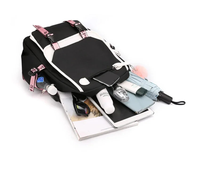 School Bags for Teenage Girls The Amazing World of Gumball Printed Students Bookbag Large Capacity Travel Bagpack with Usb Port