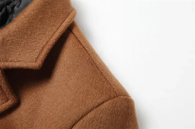 Wool 54.3% autumn and winter new men's woolen coat medium and long suit collar cotton thickened woolen coat men's coat