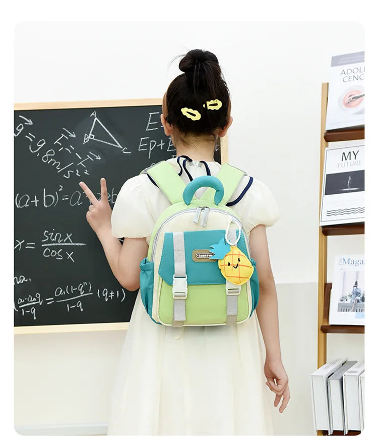 New Large-capacity Backpack Children Kindergarten Backpack Boys Girls Kids Load-reducing Color-blocking Double-shoulder Bag