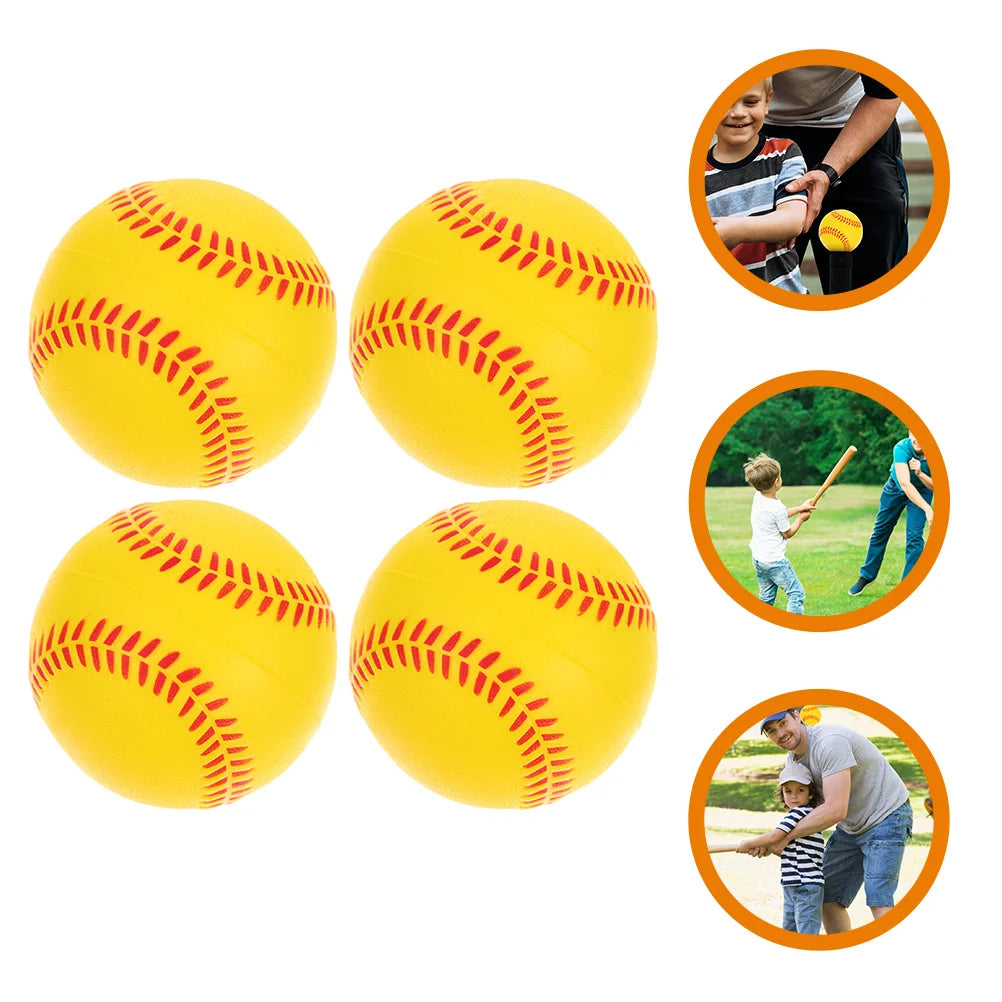 4 Pcs Sponge Kids Baseball Soft Softballs for Practice Children’s Toys Pu Training Baseballs Hitting Student