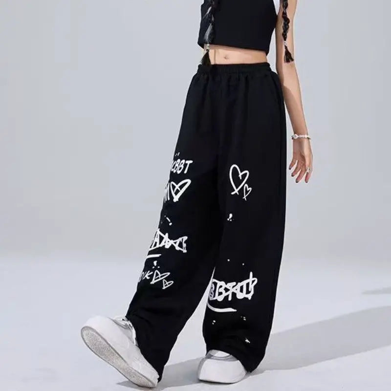 American Street Hip-hop Dance Pants Fashion Fun Print Streetwear Loose Widcasual Pants High Waist Comfortable Long Trousers