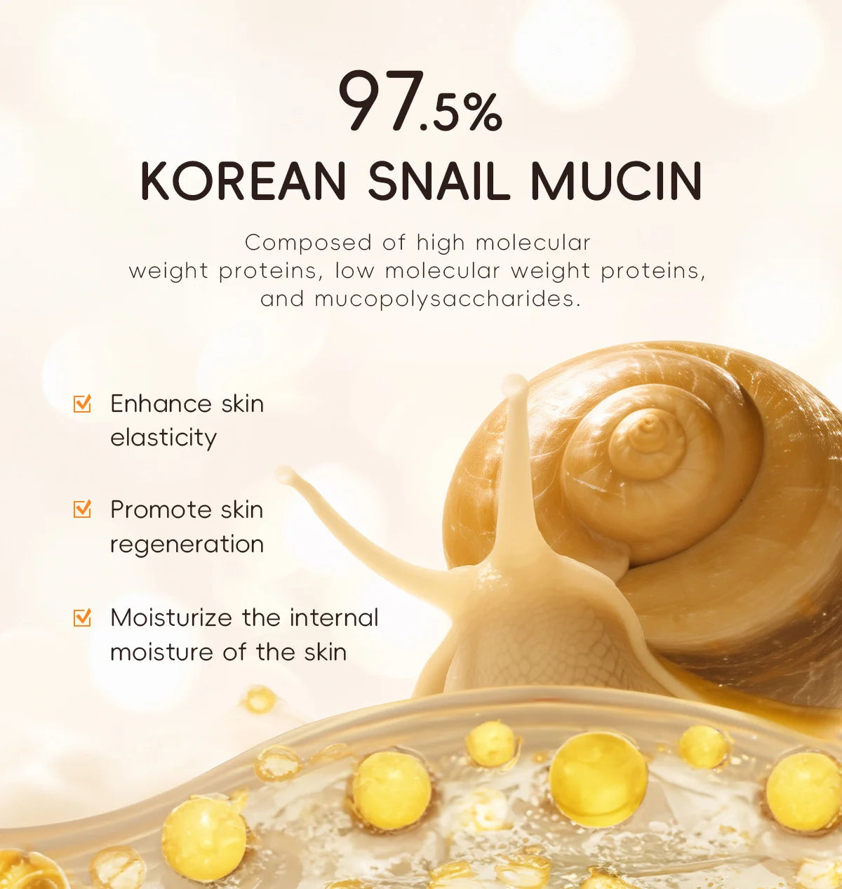 Quiyum 3 Step Set 97.5% Snail Mucin Collagen Hydrating Glowing Skin Korean Skincare