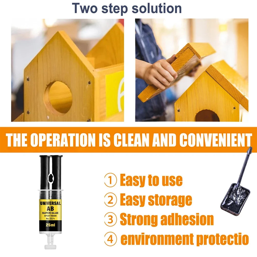 3/2/1PCS 25ML Epoxy Resin AB Glue Plastic Wood Strong Quick-drying Adhesive Glue Waterproof Home Strong Repair Glue Super Liquid