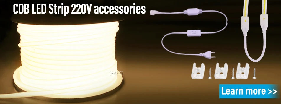 led Strip Brightness Waterproof COB LED Strip 220V Flexible Ribbon for Room Bedroom360 LEDS/m Kitchen Outdoor Garden Lighting