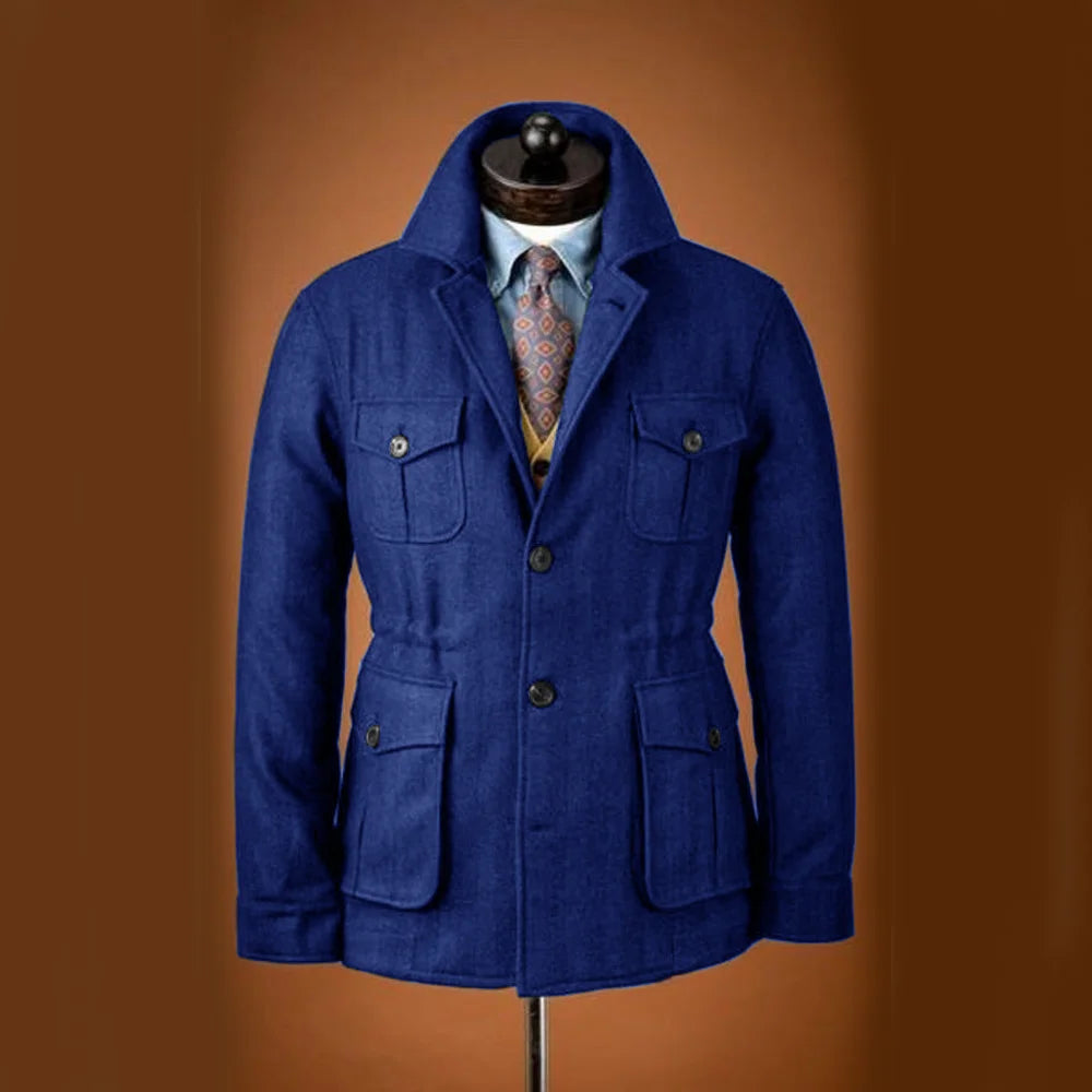 Men's Tweed Jacket Tuxedo Woolen Suit High Quality Costumes Wool Single Breasted Casual Slim Fit Male Blazers Autumn Winter