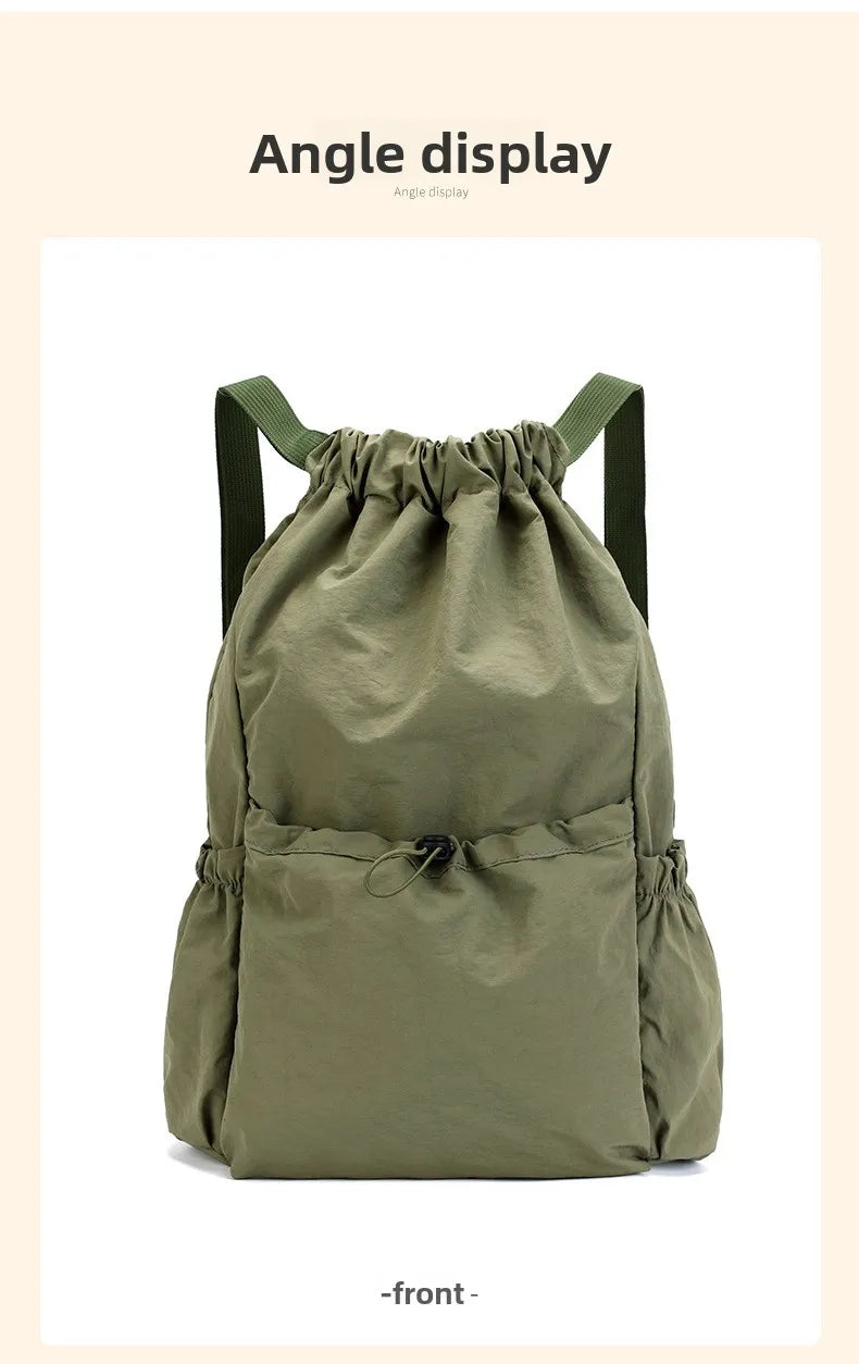 Fashionable Lightweight Drawstring Backpack: Large-Capacity Waterproof Sports Bag for School, Books, Outdoor Activities, Travel