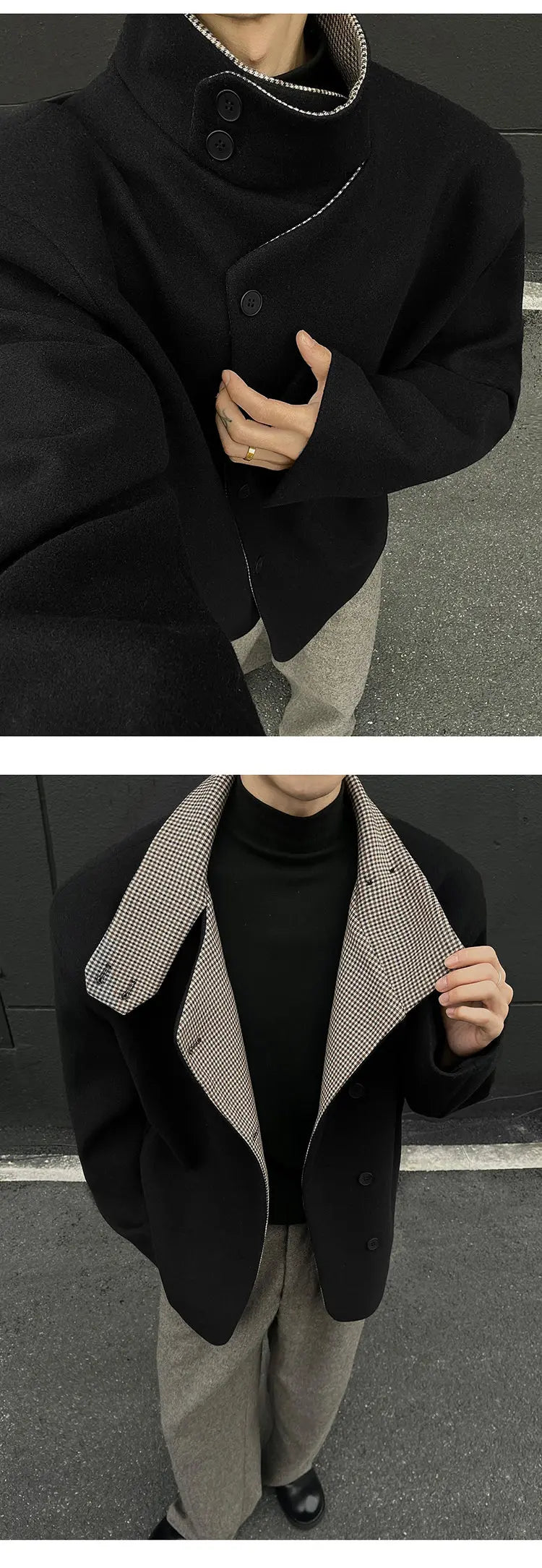 Winter woolen jacket men Caot Warm windproof 2025 New Style Fashionally Slim-Fitting Short Jacket Coat Individuality stand-up