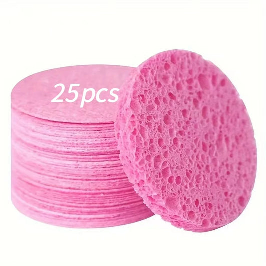 25pcs Compress Face Wash Puff Natural Wood Pulp Sponge Face Wash Puff Foaming Face Puff Cosmetic Puff Face Cleansing Sponge