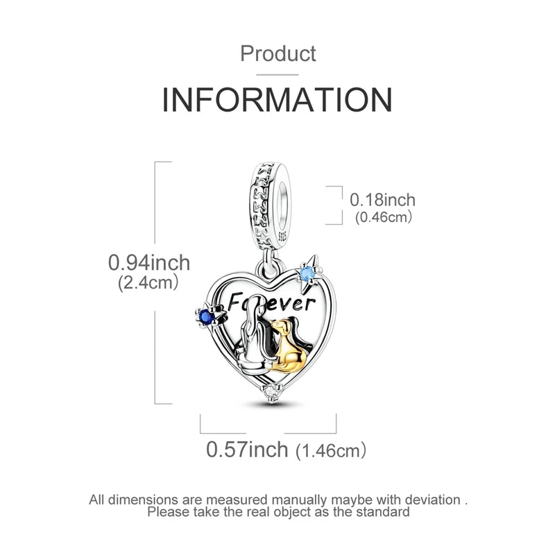 925 Sterling Silver Girl Holding Dog Charms Beads Fit Original 925 Bracelet Making Gift for Woman Jewelry Diy Fashion Pendant