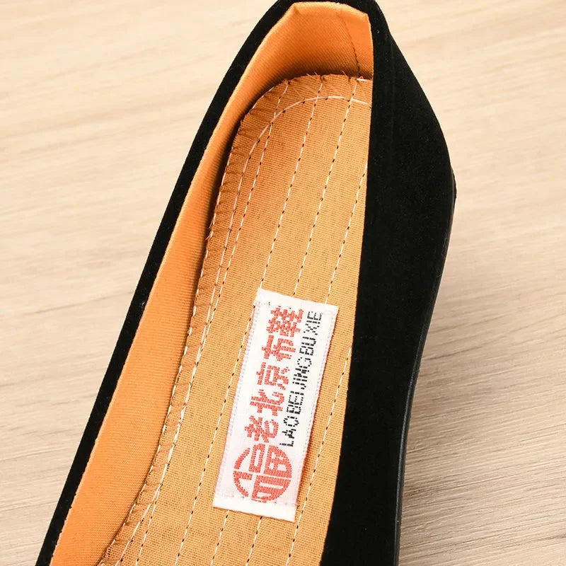 Women's 5cm Wedge Heels Workwear Ceremonial Cloth Shoes Black PU Office Ladies Spring Slip on Oxford Shoes Shallow Mouth Shoes