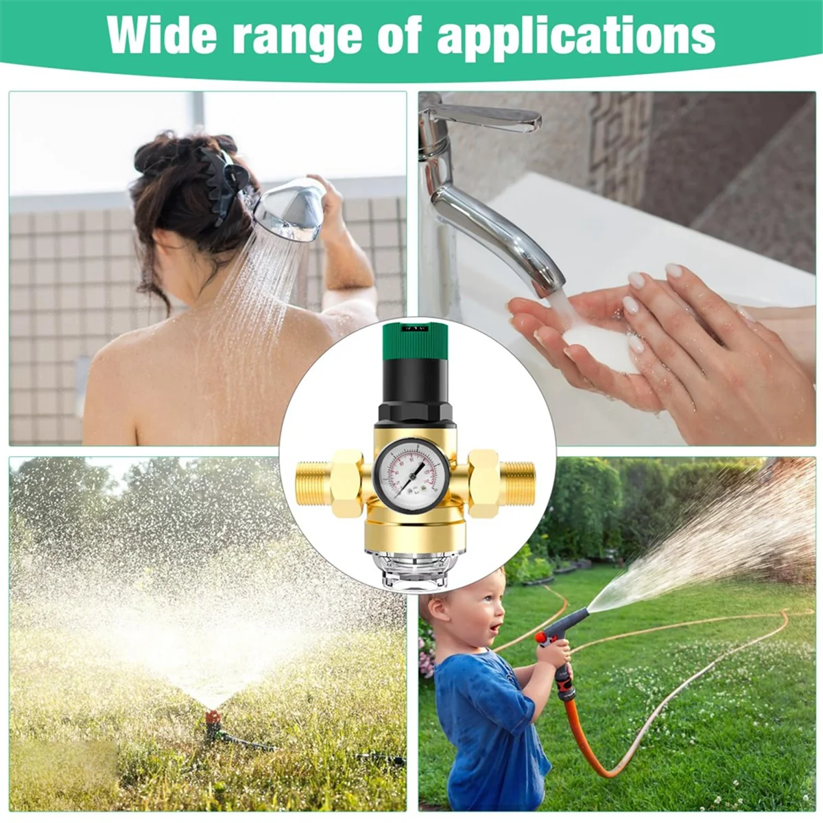 New Pressure Regulator Water 3/4 Inch, Water Pressure Regulator with Water Pressure Gauge and Mesh Filter