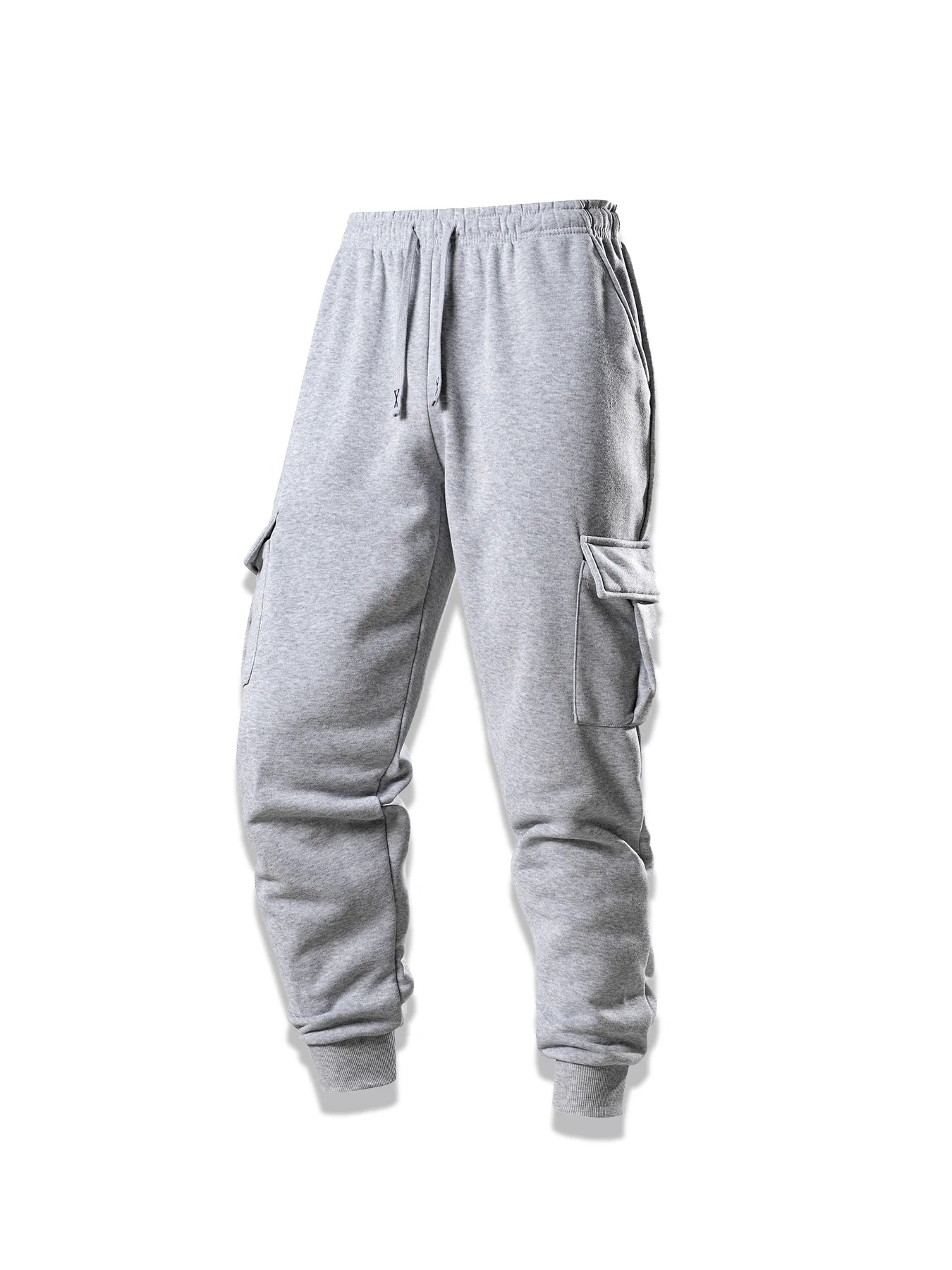 Spring Autumn Casual Sweatpants Men Drawstring Solid Color Cargo Pants Outdoor Running Pockets Trousers Male Daily Long Pants