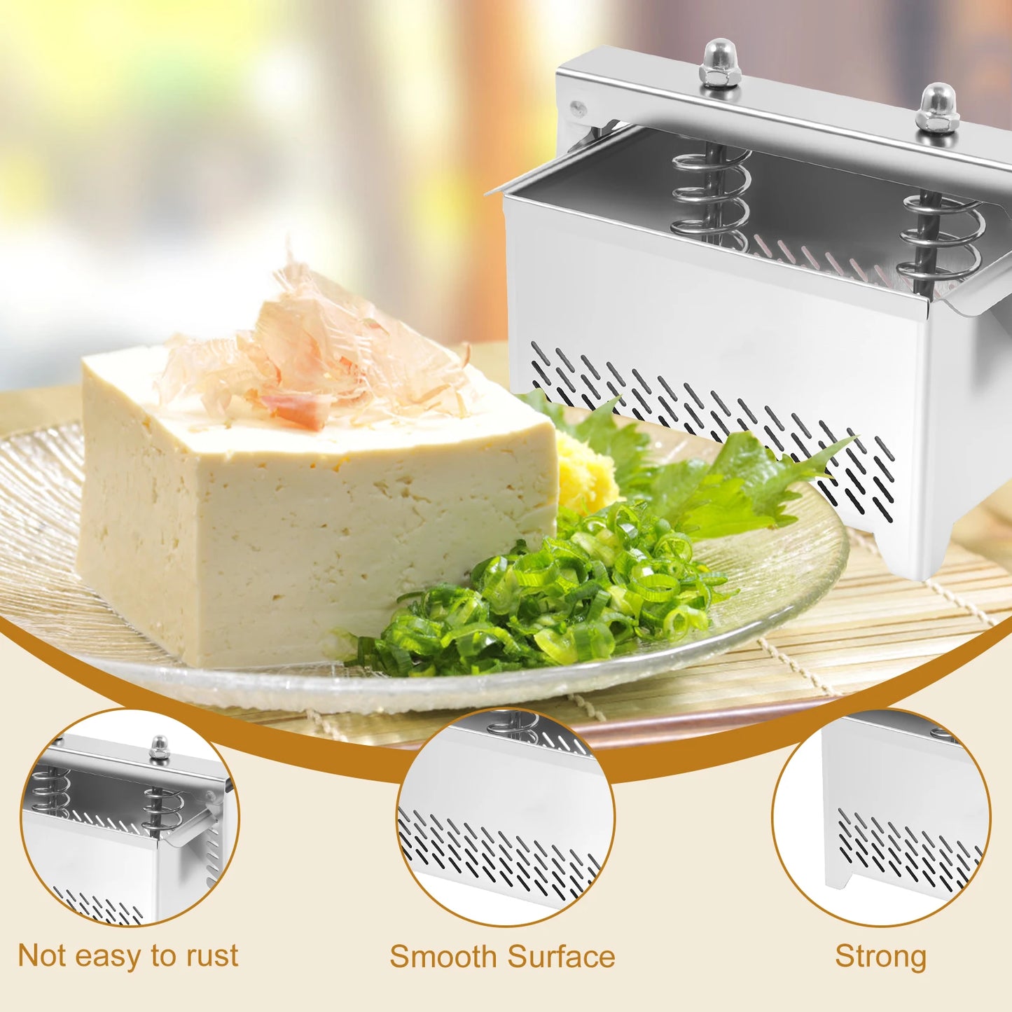 Stainless Tofu Press Cheese Making Press with Filter Cloth Paneer Maker Whey Separator for Kitchen Tofu Cheese Paneer DIY Mold