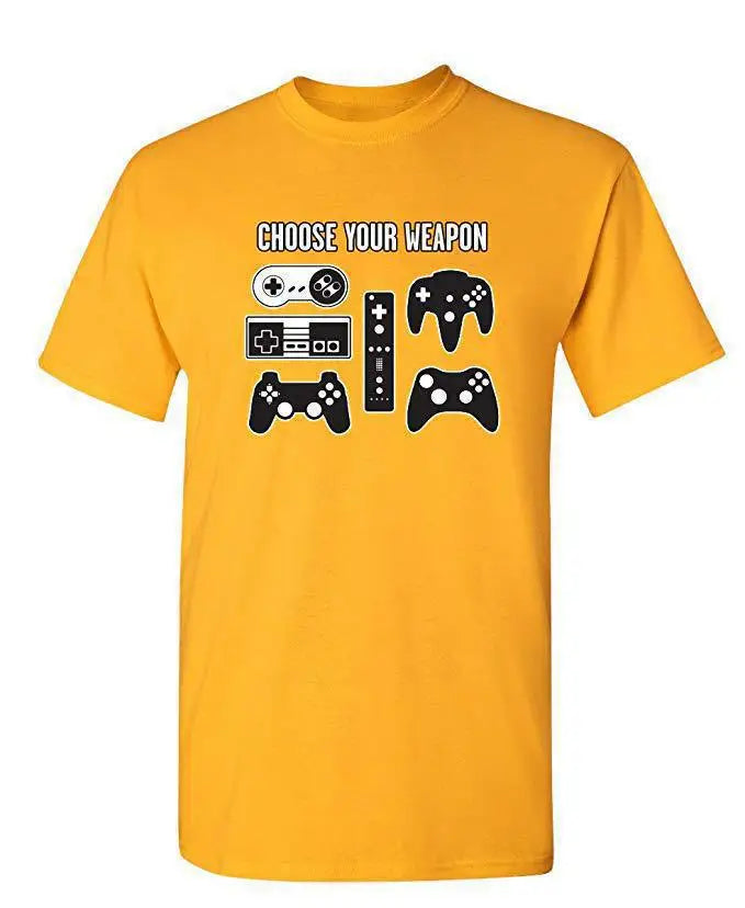 Cotton  100% European-style Men CHOOSE YOUR WEAPON Letter-game Printed Short-sleeved T-shirt Graphic T Shirts  Streetwear