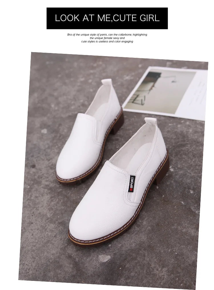 Summer Footwear for Woman Flat Solid Color Oxford Shoes Soft Leather Sneakers Low Medium Pumps Slip on Loafers Shoes for Women
