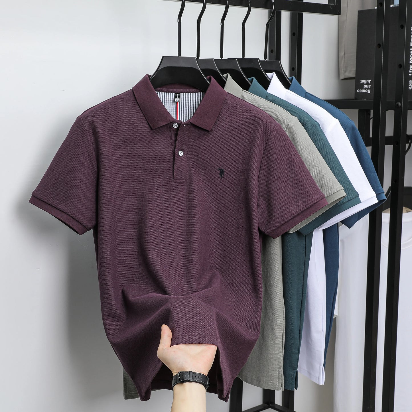 100% pure cotton summer new fashionable men's shortsleeved luxury customized business polo shirt exquisite embroidery Tshirt top