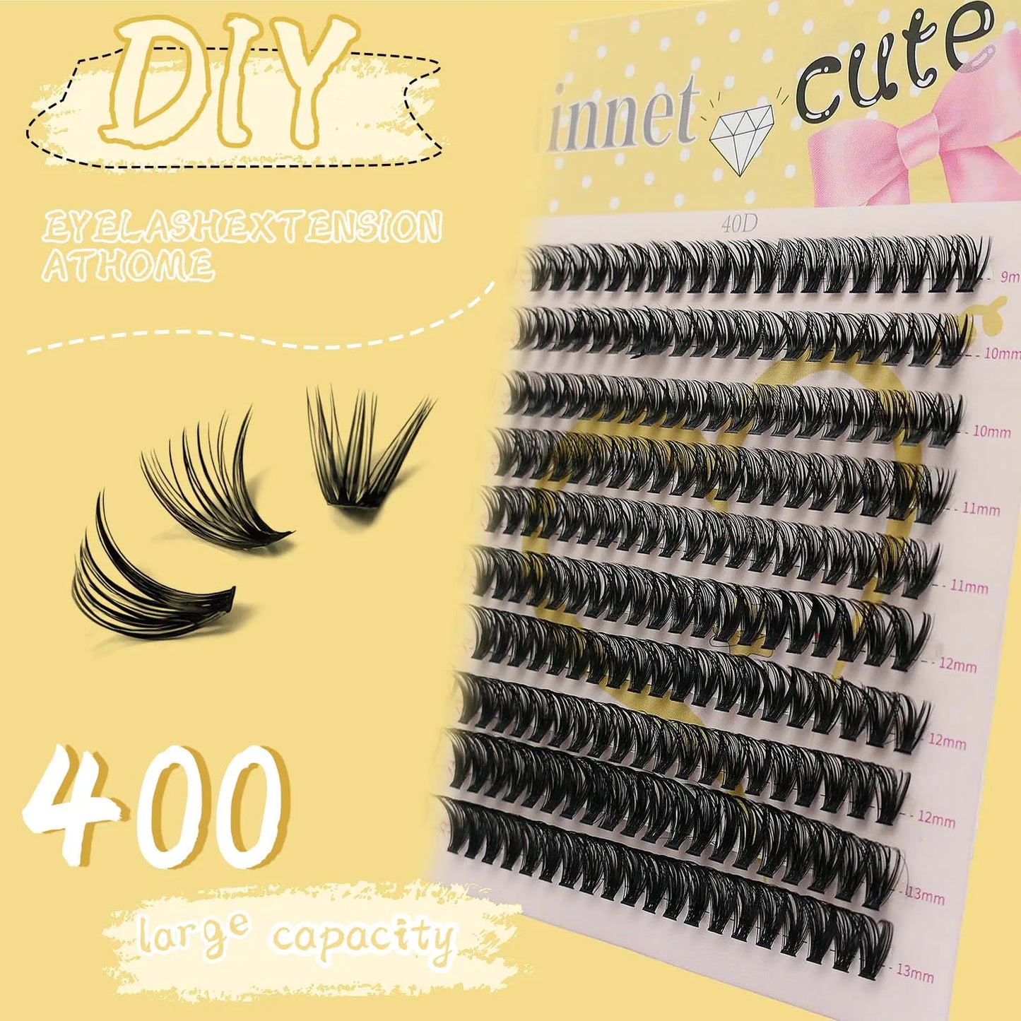 10 rows of 400 clusters makeup 3D eyelash extension natural eyelash tool 30/40/60/80D false eyelash personal eyelash extension