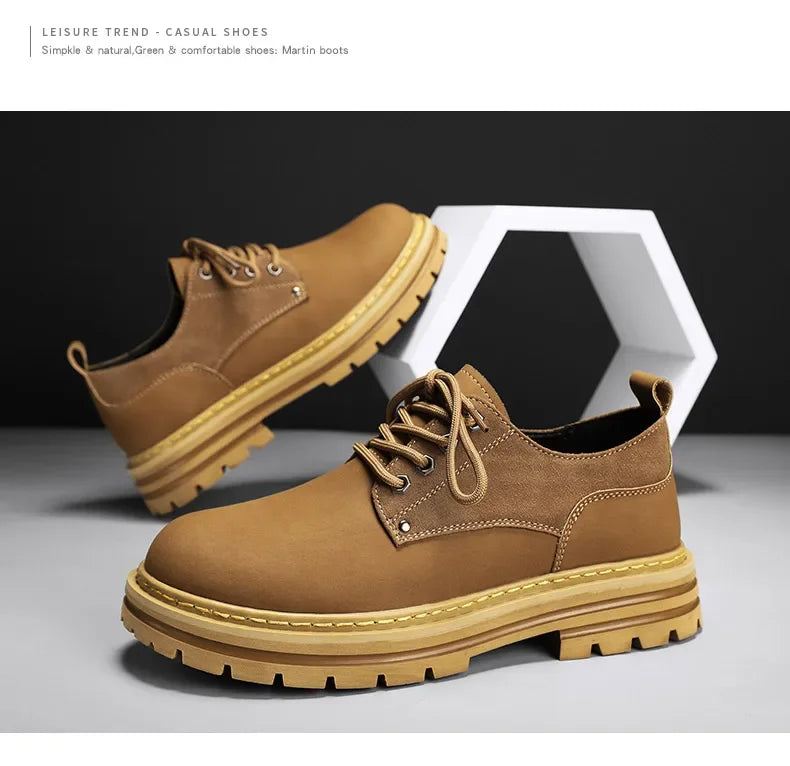 Fashion Men's Leather Shoes England Style Formal Shoes for Man Non Slip Ankle Boots Outdoor Waterproof Casual Tim Work Land Shoe