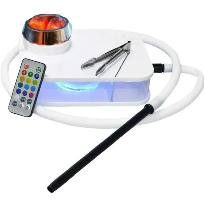 Rectangle Hookah Smoking Pipe Set Shisha Narguile Complete with Remote LED Light Shisha Bowls Charcoal Rack Smoking Accessories