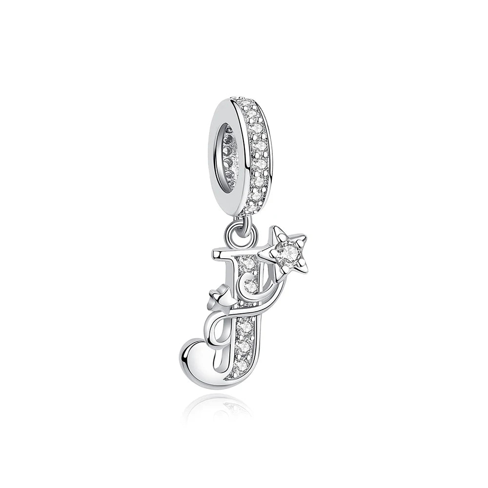 925 Sterling Silver Charms Original Letter Alphabet A-Z Pendant Beads Fit Brand Bracelets Necklaces Diy Jewelry For Women