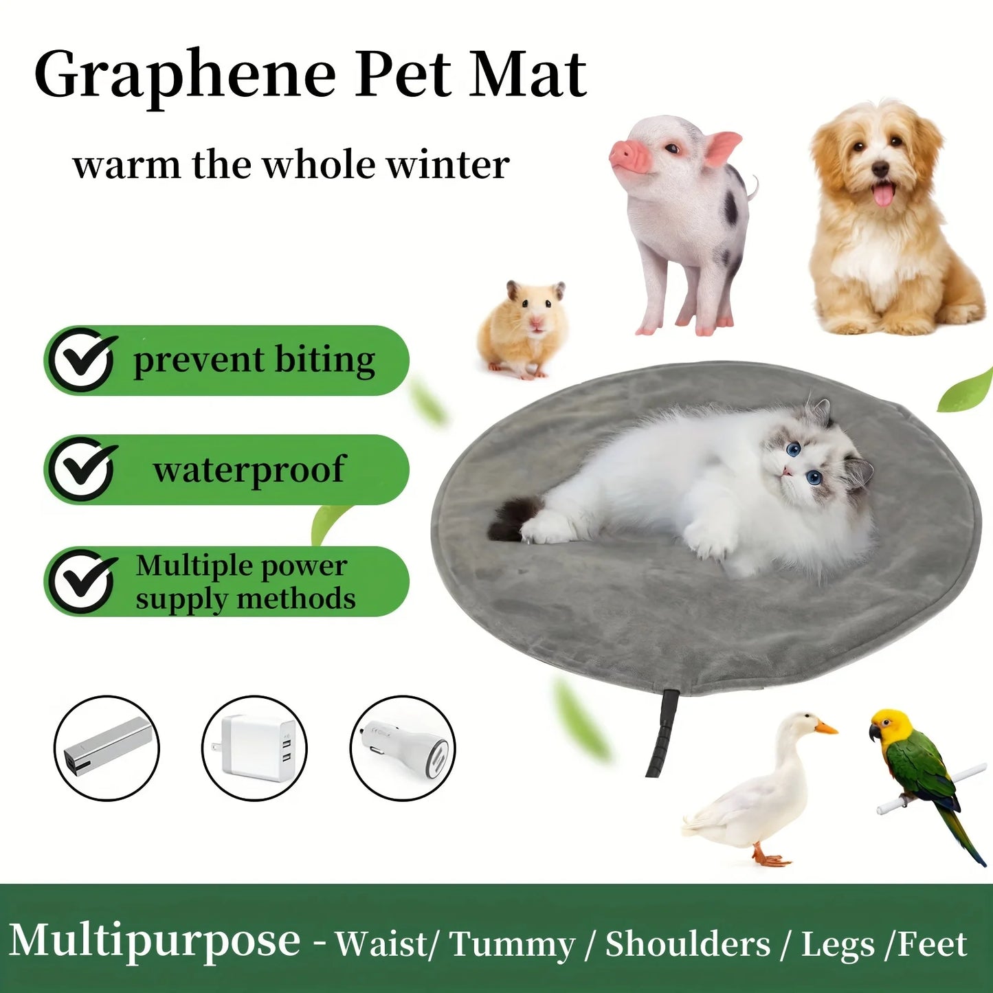 Pet Heating Pad Electric Heated Pad for Dog & Cat Mat Waterproof Heated Bed with Chew Resistant Cord Comfortable Heater Blanket