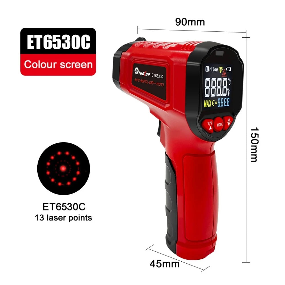 TOOLTOP ET6530C -50°C-600°C Handheld Digital Thermometer Laser Backlight Display Industrial Thermometer For Kitchen Outdoor Car