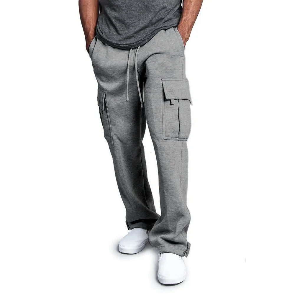 Spring and Autumn New Men's Sports Leisure Trousers Multi-pocket Loose Solid Color Cargo Work Pants Streetwear Men Pants