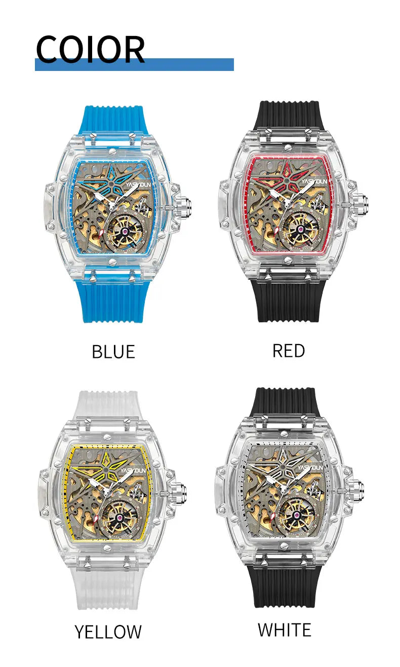 Automatic Mechanical Watch for Man Business Watch Double Side Hollows Skeleton Tourbillon Transparent Mechanical Men's Watch