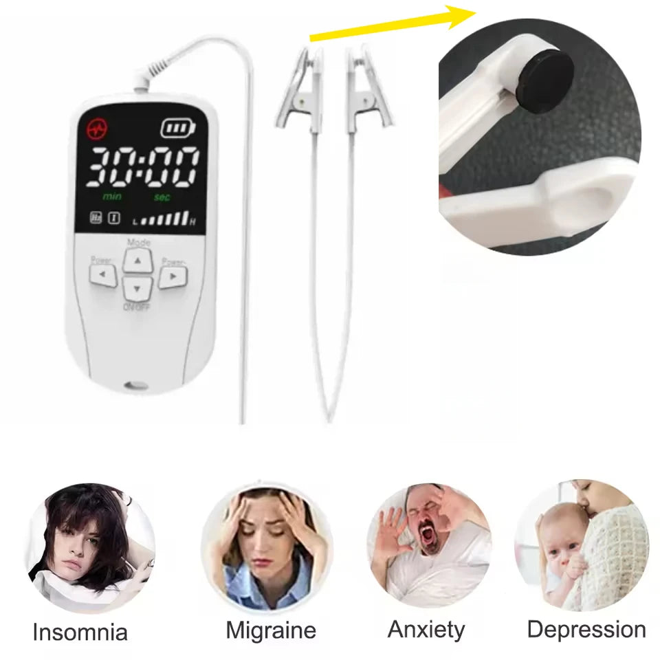 Sleep Aid Device CES Stimulation Therapy 1600mAh Rechargeable Ear Clip Type Relieve Anxiety Mitigation Fast Sleep Instrument