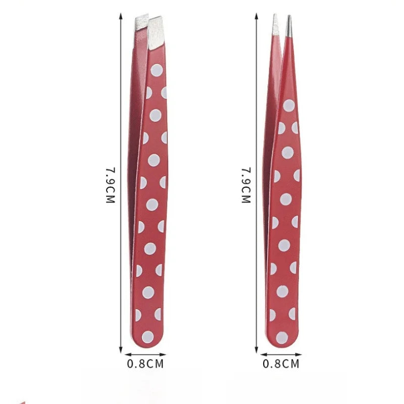 Mini Hair removal tweezers Stainless steel eyebrow Shaper Facial Hair remover Powder Point Flat tip Tilt face makeup Beauty tool