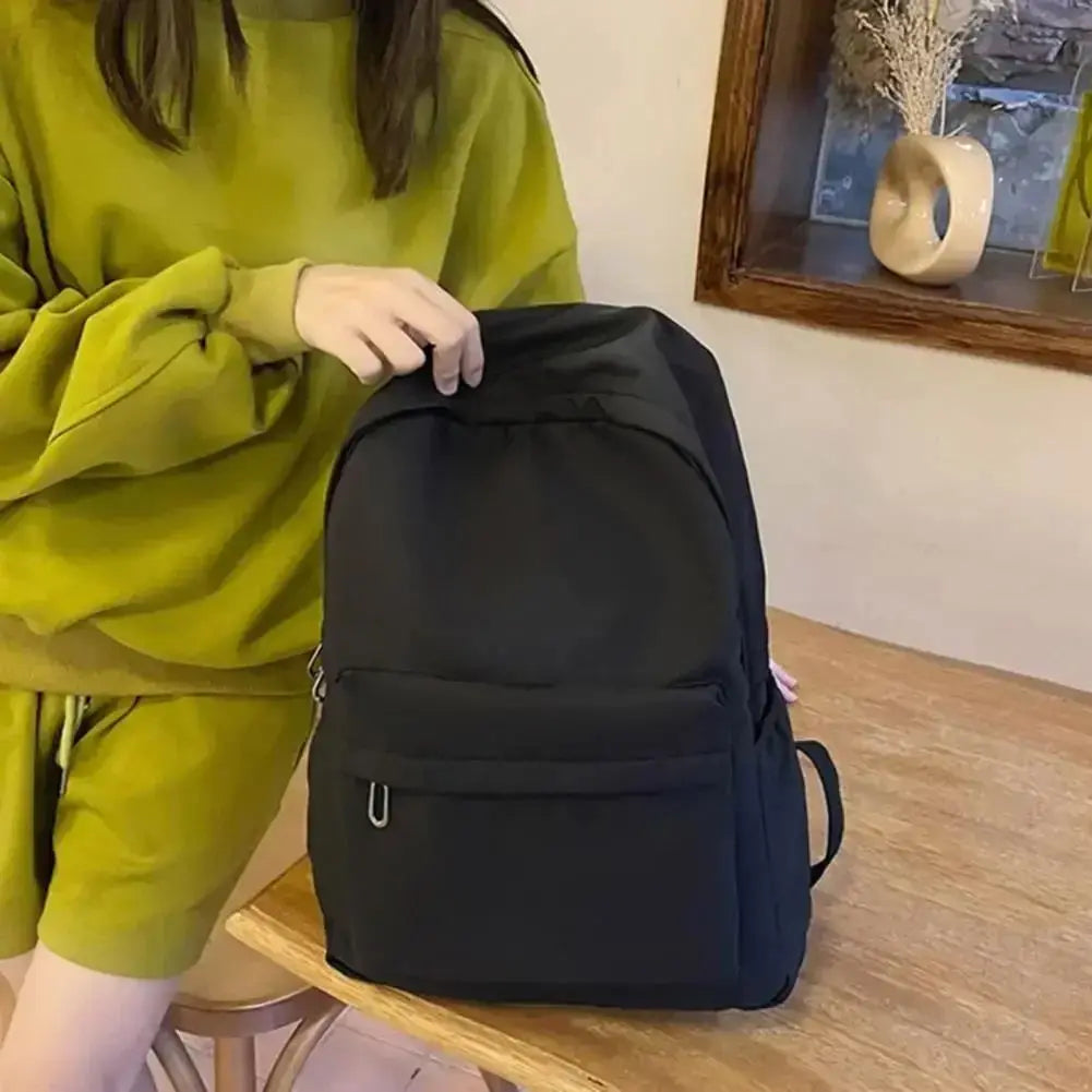 New Women Schoolbag Waterproof Large Capacity School Backpack Smooth Zipper Solid Teens Girl Casual Daypack Bag Student Supply