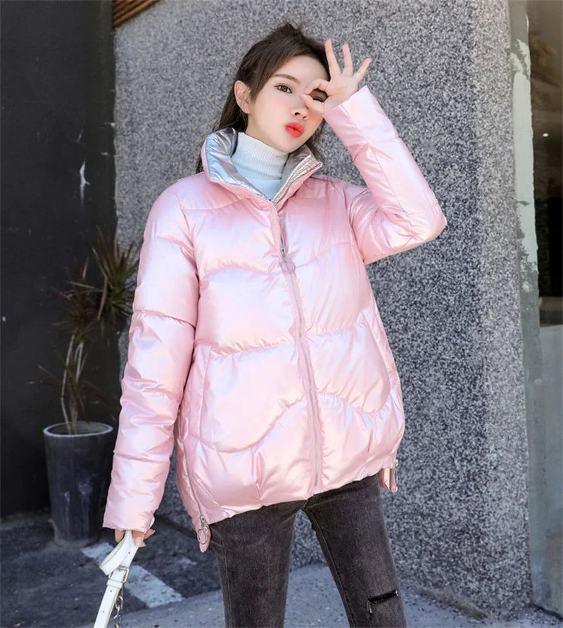 2026 New Winter Jacket Women Parkas Glossy Warm Thicken Coat Female Cotton Padded Parka Waterproof Outwear Loose Snow Jacket