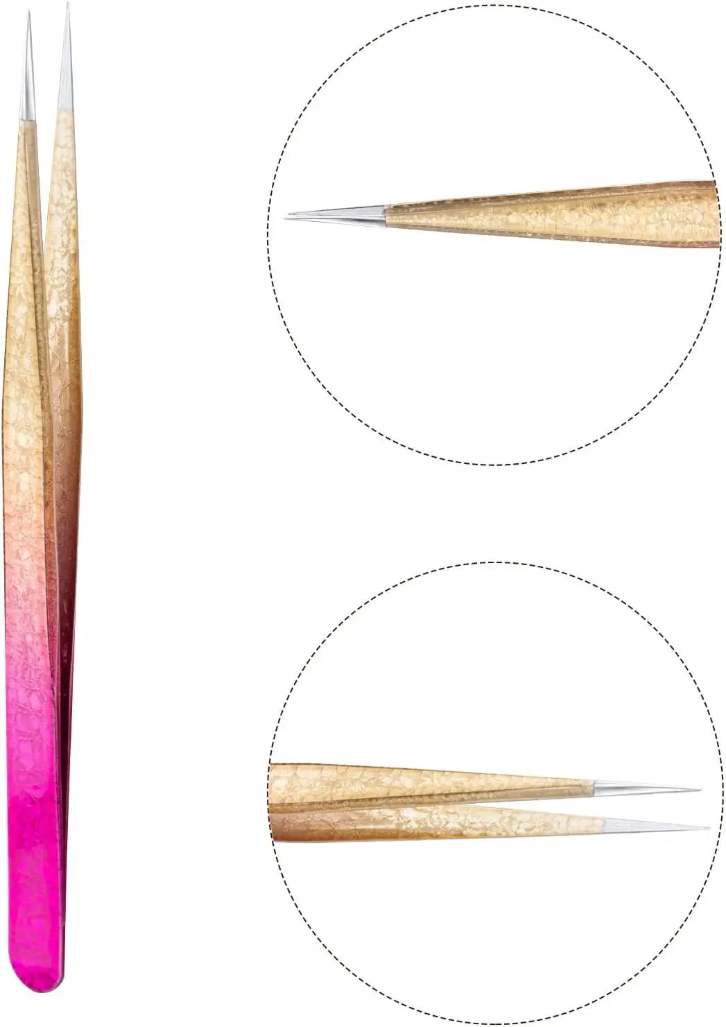 1pc/5pcs Grafting Eyelash Stainless Steel Ice Flower Gradient Tweezers Precision Color Grafting False Eyelash Tweezers