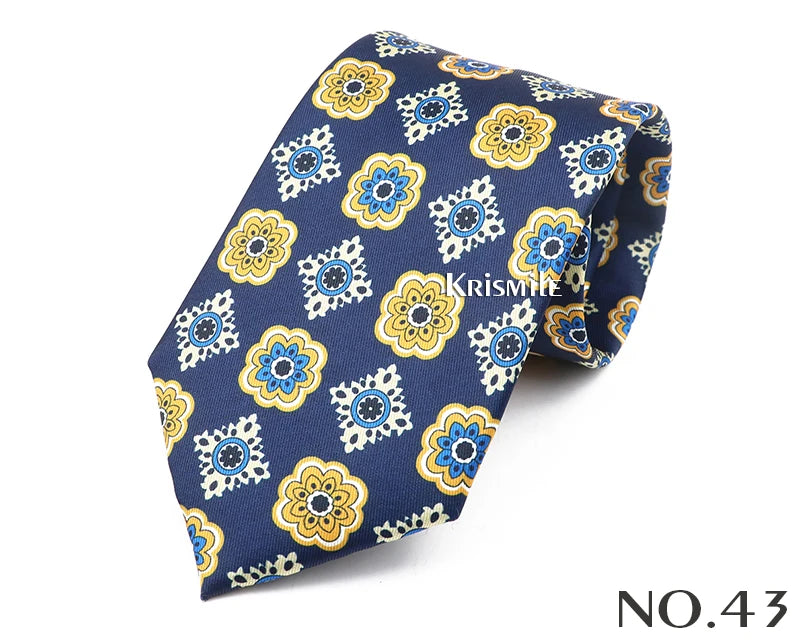 New Design Bohemian Style Necktie For Men Silk Touch Soft Blue Red Yellow Necktie Fit Wedding Party Business Office Accessory