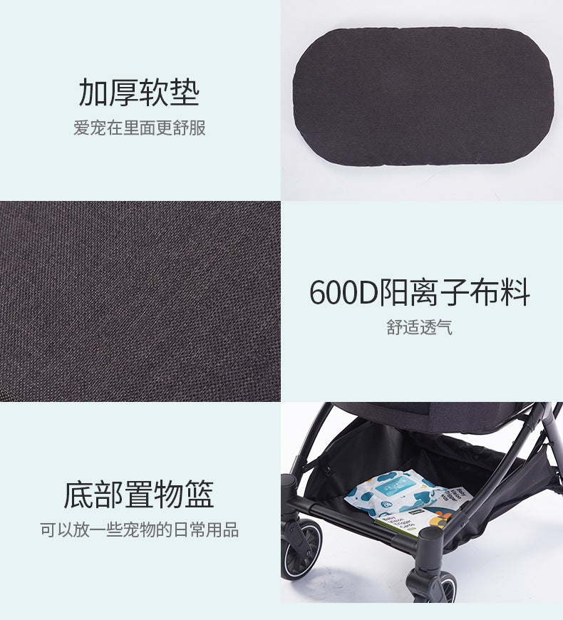 pet stroller Outdoor pet cart four wheeled metal folding handcart portable double-layer separable pet cart for outdoor use