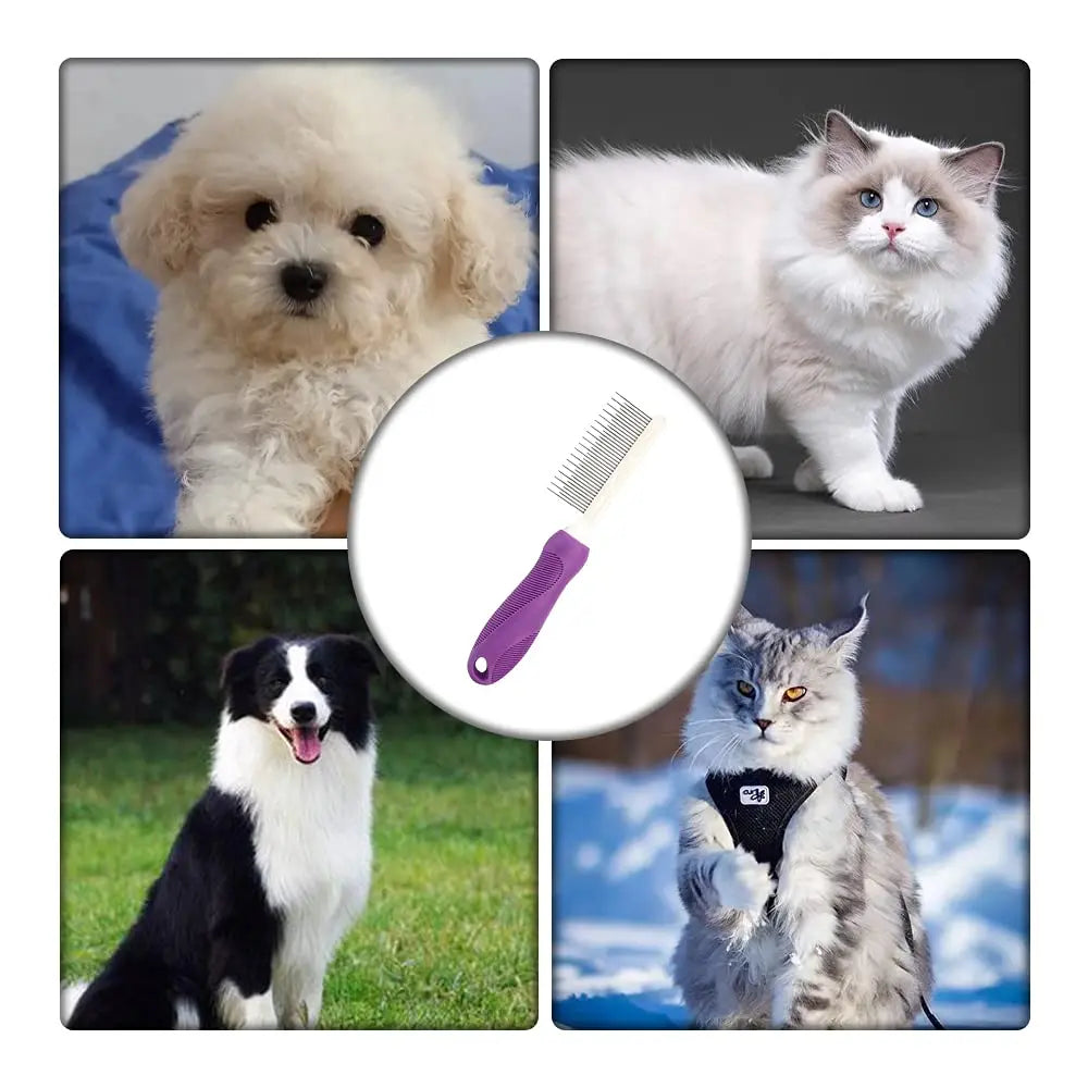 Pet hair comb,with long and short stainless steel teeth,remove tangles and knots,Pet Grooming comb for dogs cats