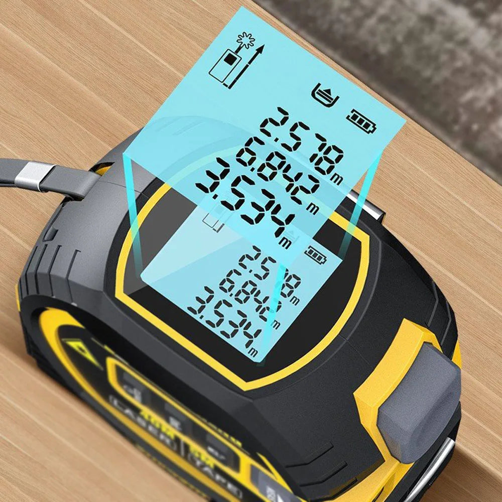 3in1 Laser Rangefinder 5m Tape Measure Ruler LCD Display Distance Meter Building Measurement Device Area Volume Surveying Device