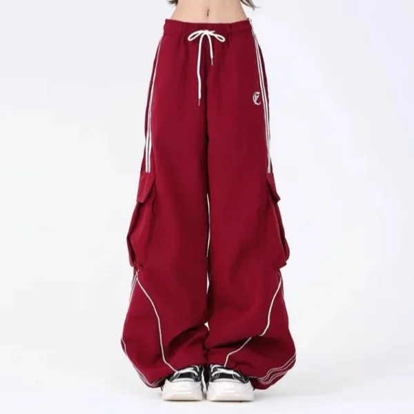American High Street Black Drawstring Workwear Casual Sports Pants Women Spring 2026 New Loose Wide Leg Floor-Length Pants