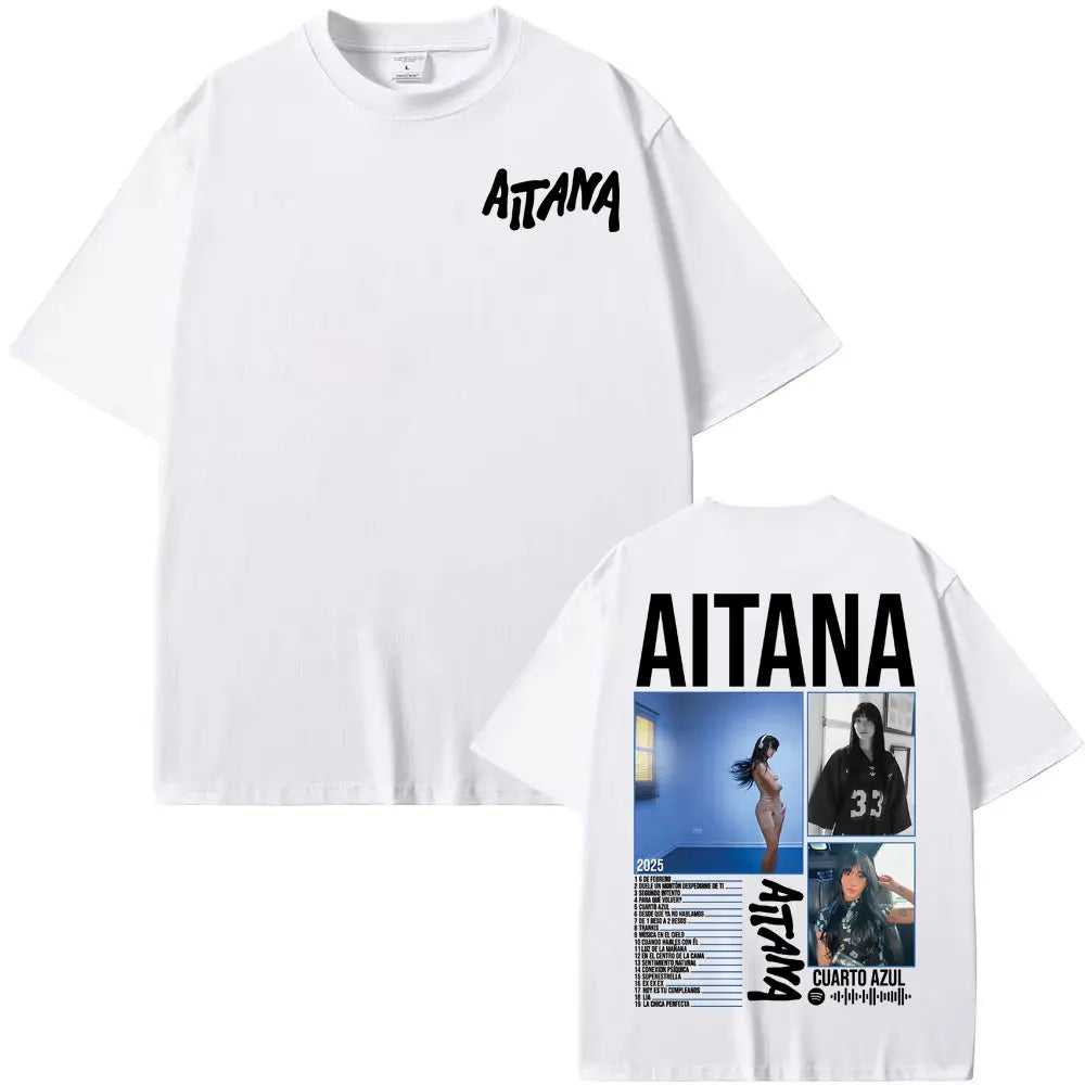Singer Aitana Cuarto Azul Tour Graphic T Shirts Men Women Fashion Aesthetic Short Sleeve T-shirt Cotton Casual Oversized T Shirt