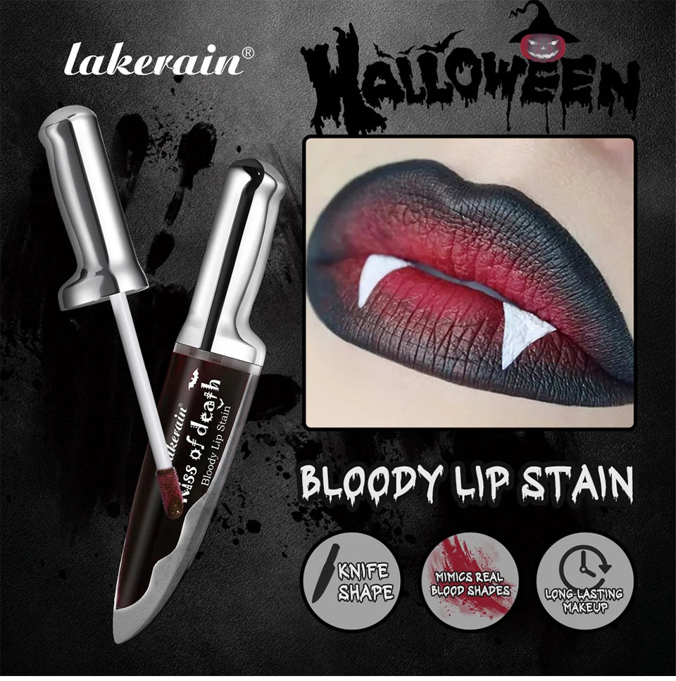 Lakerain 4pcs Kiss of Death Lip Stain Kit  Blood-stained Lip Look Long Water Proof Matte  DEVILS KISS WITCH'S CURSE Gothic Makeu