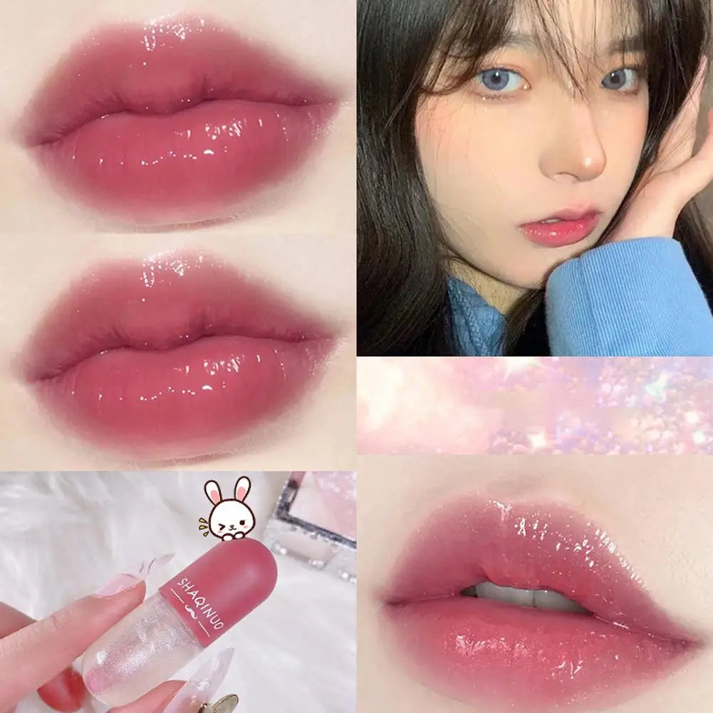 4Colors Lip Gloss Set Water-Gloss Lip Glaze, Moisturizing, Waterproof, Non-Stick Cup, High Pigment & Long-Lasting