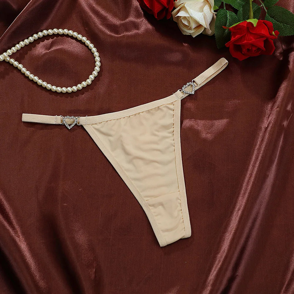 Women Sexy Thongs Low Rise Ladies G-string Heart Decoration Panties Ladies Sexy Costume Lingerie for Women