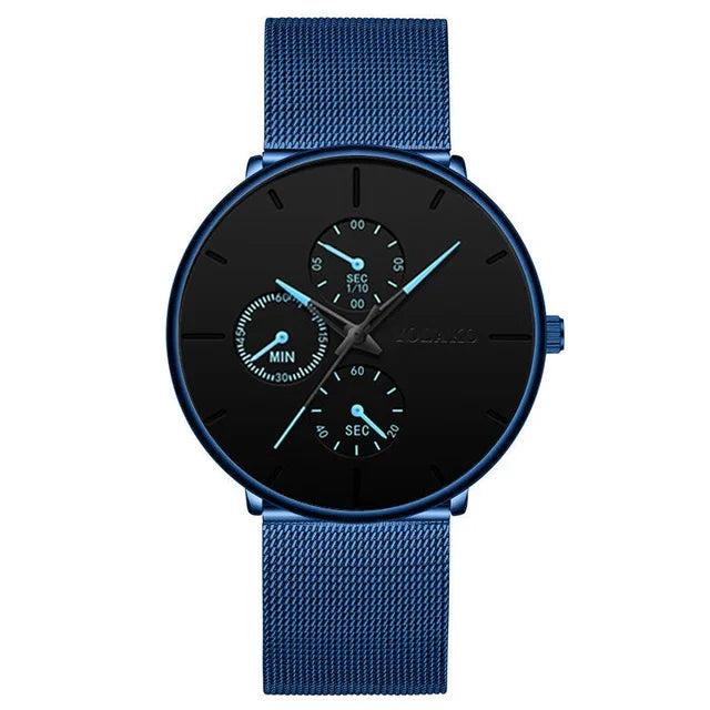 New Women Luxury Watches for Men Business Casual Ultra Thin Clock Male Stainless Steel Mesh Belt Quartz Watch relogio masculino