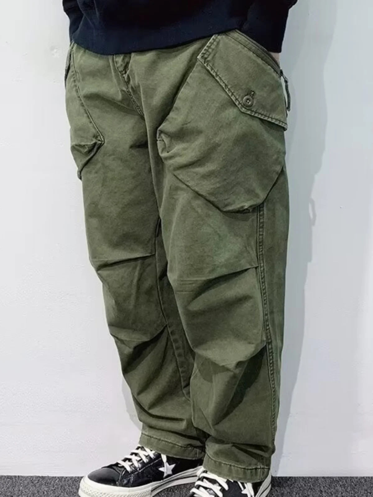 American Washed Men's Casual Pants Retro Design Trendy Brand Long Trousers Autumn Winter Multi-Pocket Workwear Loose Fit