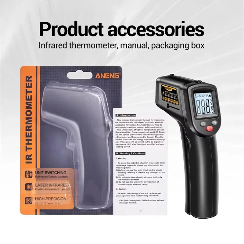 TH201 Digital Thermometer Handheld Non-Contact Laser Temperature Meter Gun Temperature Tester Instruments Pyrometer 2025