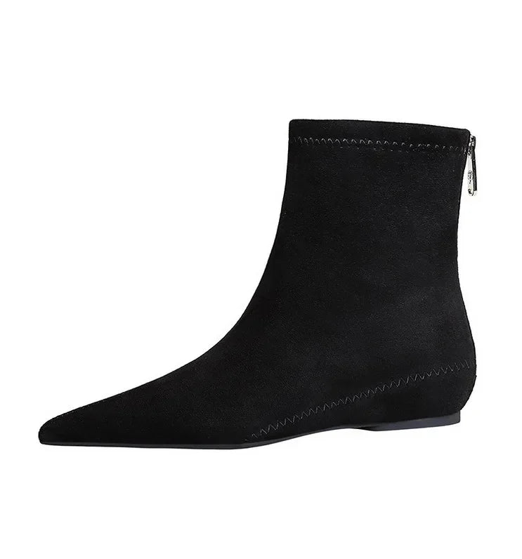 Women Red Pointed Toe Suede Ankle Boots Elegant Woman Inner Heel Short Boots 2024 Autumn Chic Office Female Keep Warm Short Boot
