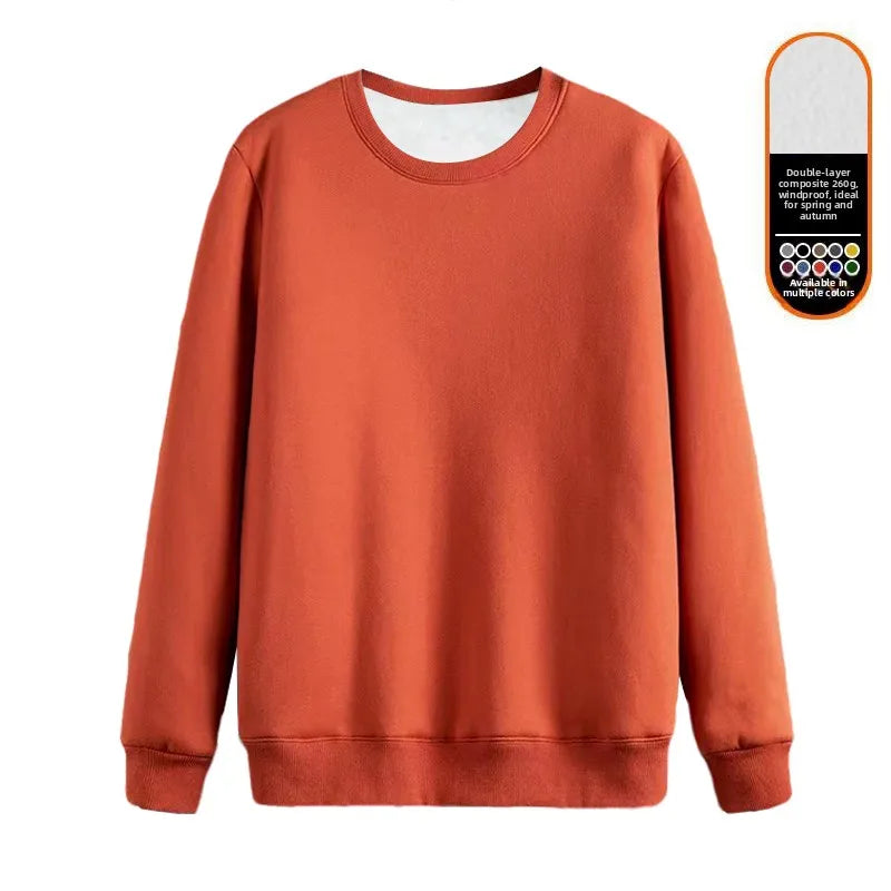 Men's Fleece Lined round Neck Sweatshirt Loose Long Sleeve T-Shirt Thickened Lamb Velvet Warm Winter Base Layer Shirt